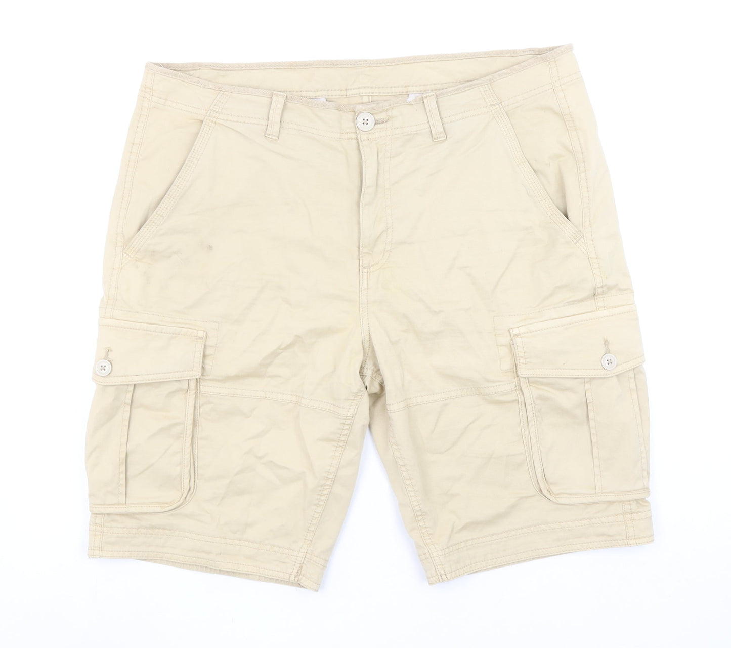 Dunnes Stores Men's Beige Cargo Shorts 36in Cotton Casual