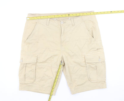 Dunnes Stores Men's Beige Cargo Shorts 36in Cotton Casual