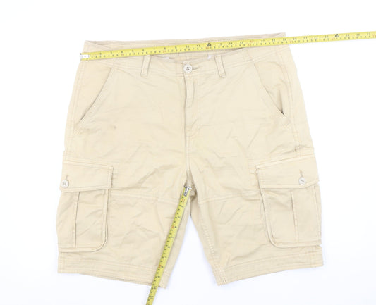 Dunnes Stores Men's Beige Cargo Shorts 36in Cotton Casual