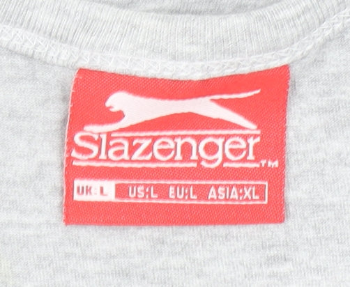 Slazenger Men's Grey Tank Top L Cotton Viscose Gym Activewear