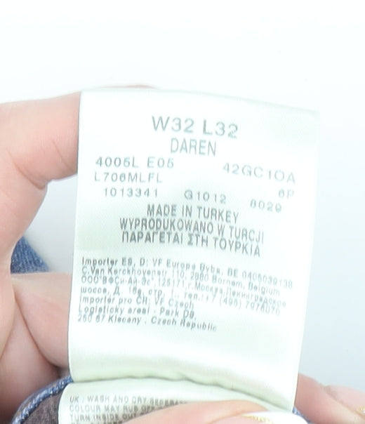 Lee Men's Blue Daren Regular Fit Straight Leg Jeans W32 L32