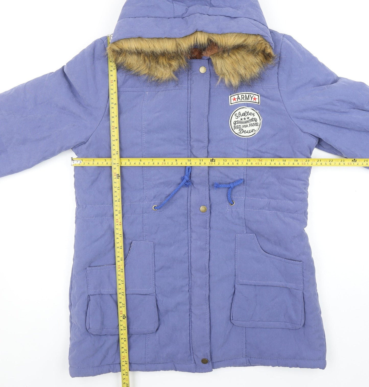 Womens UK Size 2XL Fengzhiyuan Blue Parka Coat