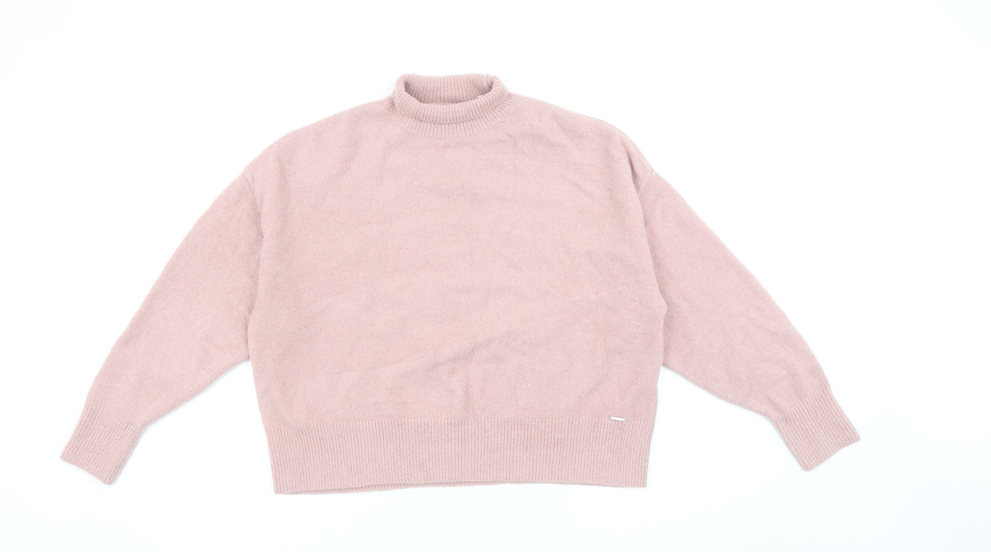 Diesel Women’s Pink Mock Neck Wool Blend Jumper Size M