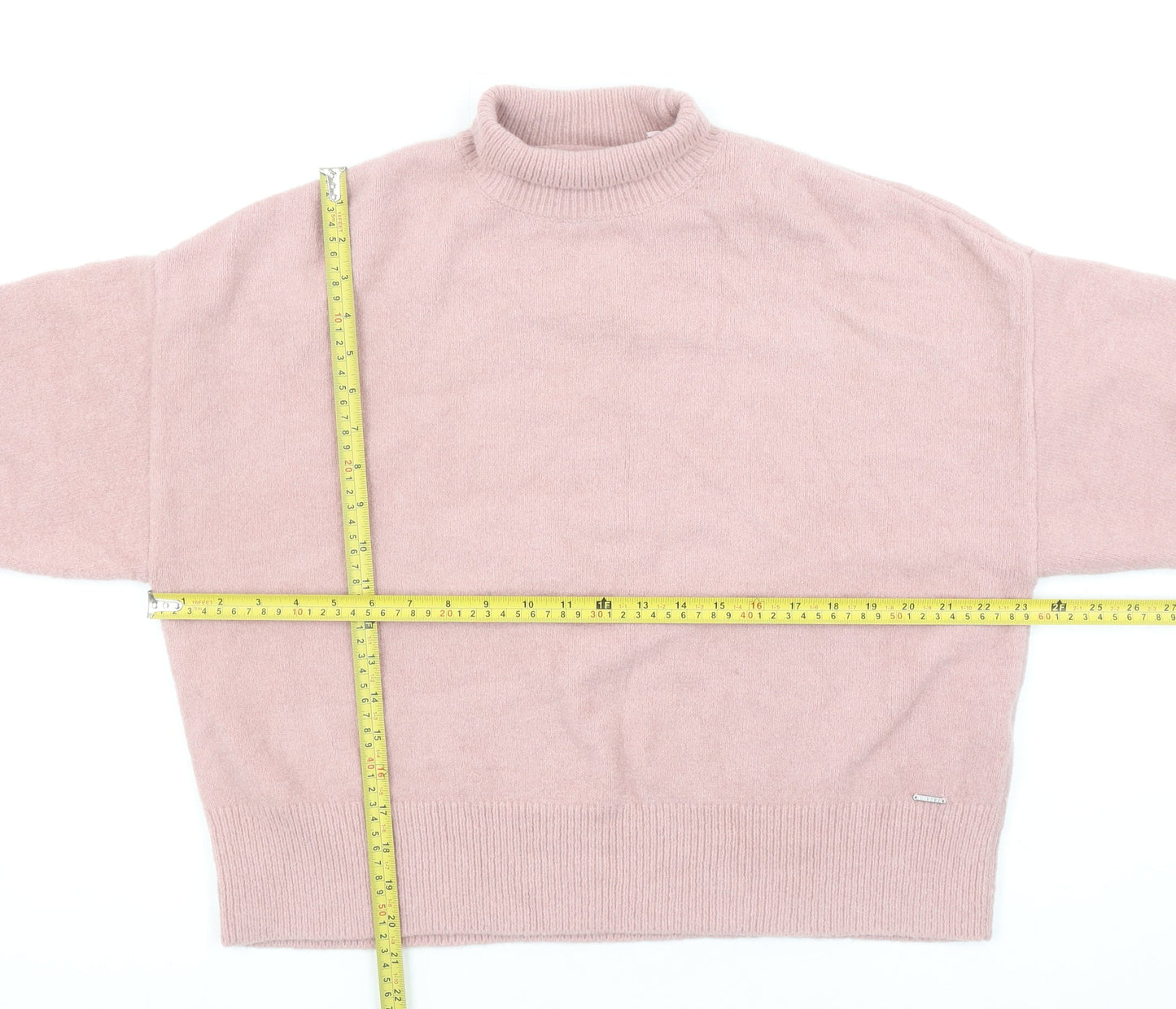 Diesel Women’s Pink Mock Neck Wool Blend Jumper Size M