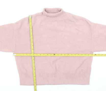 Diesel Women’s Pink Mock Neck Wool Blend Jumper Size M