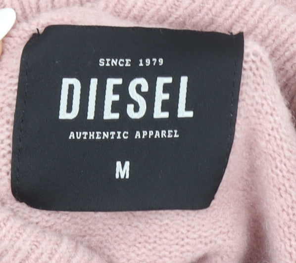 Diesel Women’s Pink Mock Neck Wool Blend Jumper Size M