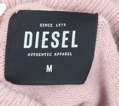 Diesel Women’s Pink Mock Neck Wool Blend Jumper Size M