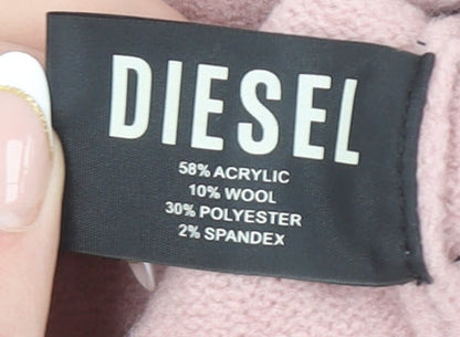 Diesel Women’s Pink Mock Neck Wool Blend Jumper Size M
