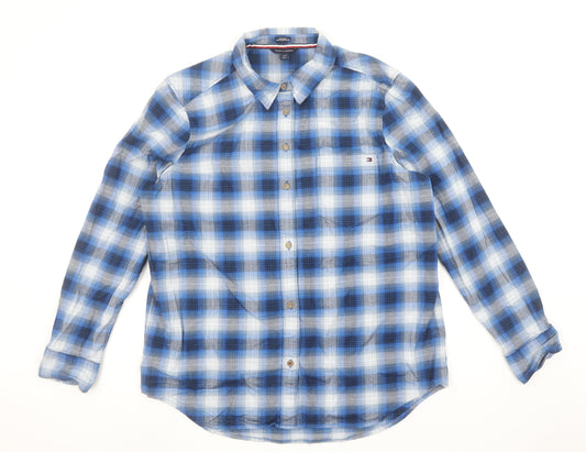 Womens UK Size L Tommy Hilfiger Blue Basic Button-Up