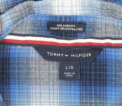 Womens UK Size L Tommy Hilfiger Blue Basic Button-Up