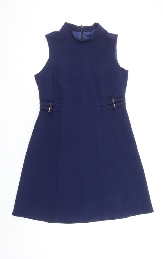 F&F Women’s Blue High Neck Sleeveless A-Line Dress Size 14