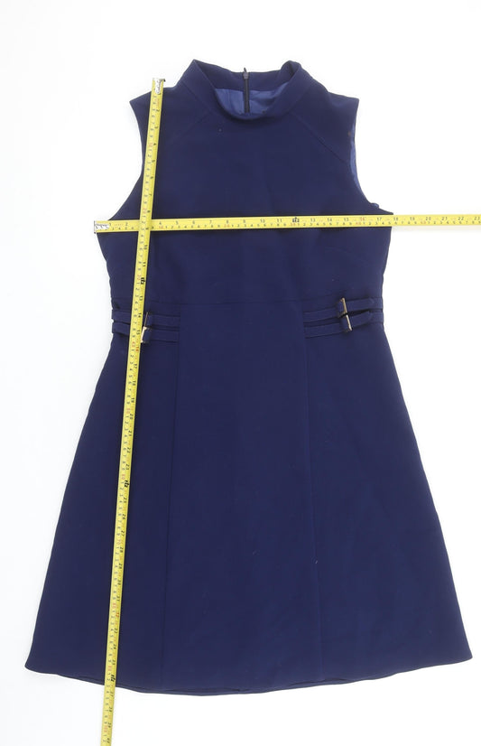 F&F Women’s Blue High Neck Sleeveless A-Line Dress Size 14