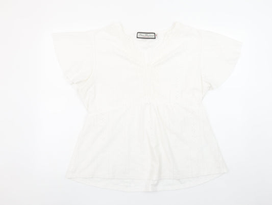 Paco Boutique Womens White Size 16 Tunic Blouse Flutter Sleeve