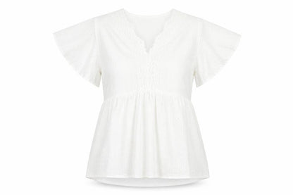 Paco Boutique Womens White Size 16 Tunic Blouse Flutter Sleeve