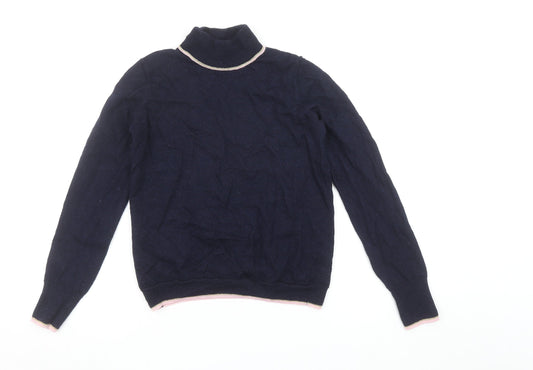 Cath Kidston Womens Navy Blue Roll Neck Wool Jumper Size S