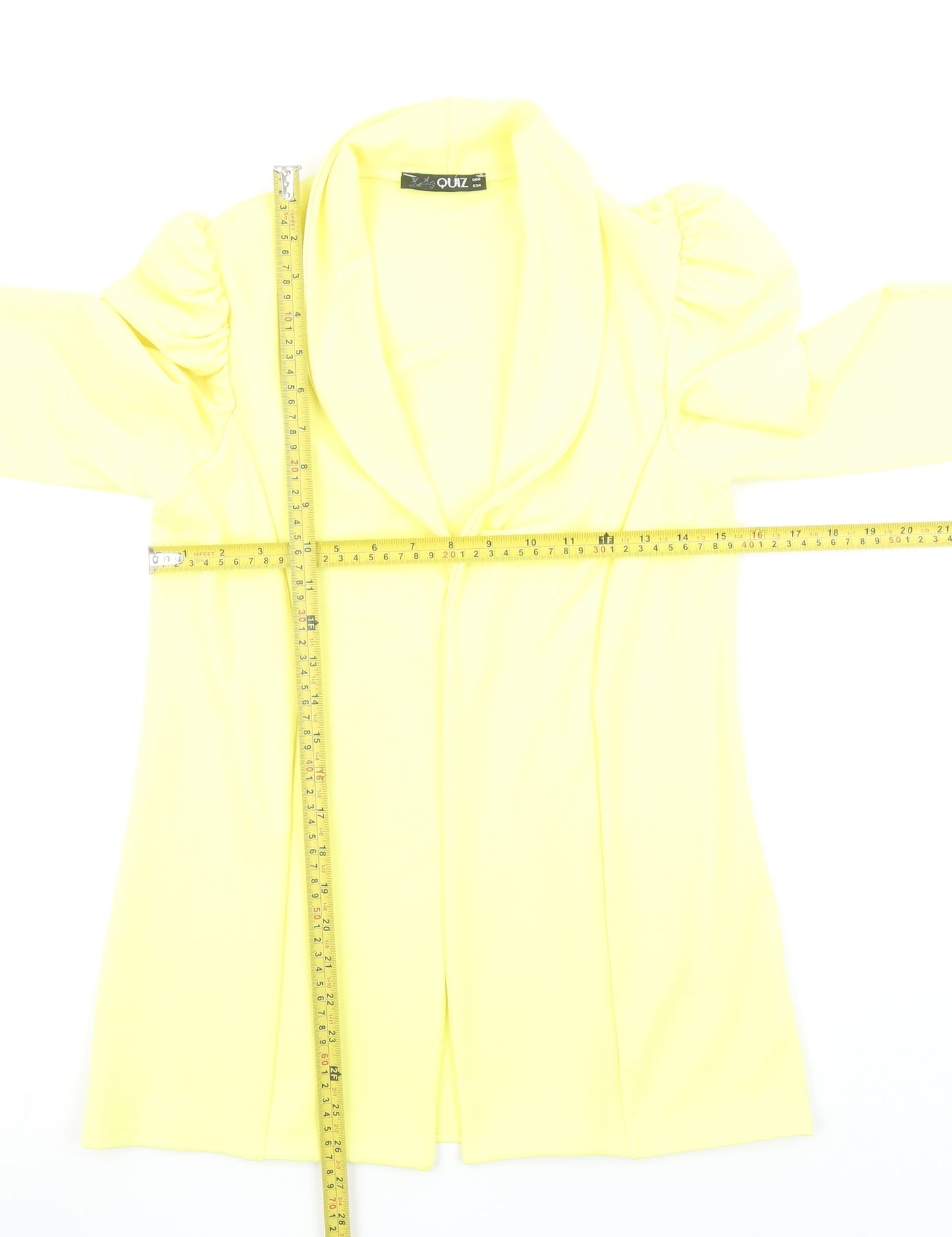 Quiz Women's Yellow Shawl Lapel Slim Fit Long Sleeve Blazer Size 6