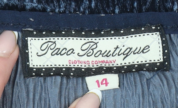 Womens UK Size 14 Paco Boutique Blue Tunic Blouse