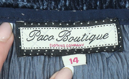 Womens UK Size 14 Paco Boutique Blue Tunic Blouse