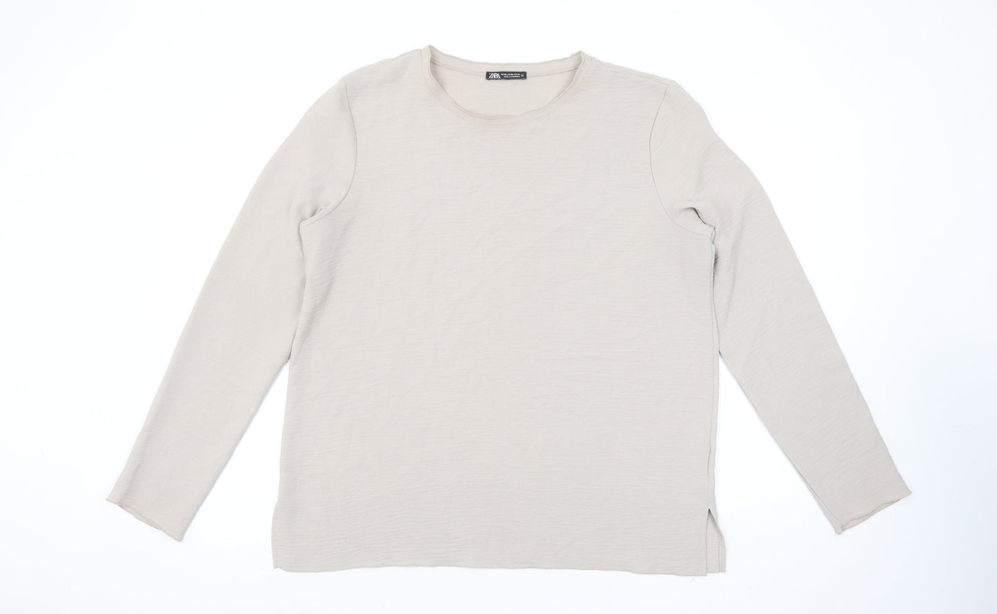 Womens UK Size XL Zara Beige Basic T-Shirt
