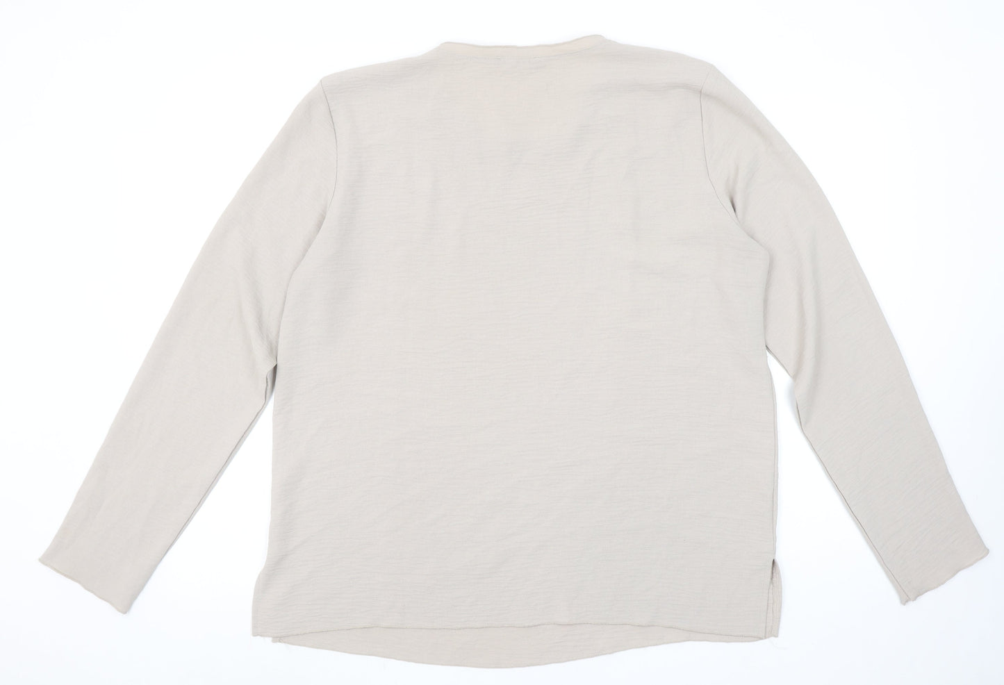Womens UK Size XL Zara Beige Basic T-Shirt