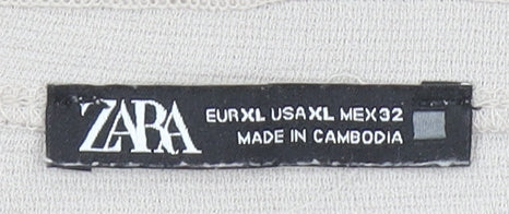 Womens UK Size XL Zara Beige Basic T-Shirt