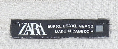 Womens UK Size XL Zara Beige Basic T-Shirt