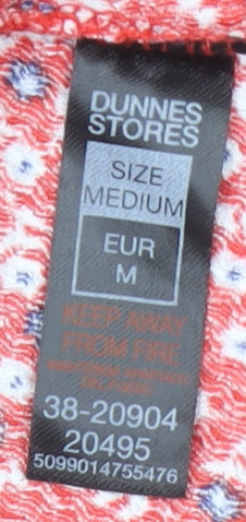 Dunnes Women Red Floral V-Neck A-Line Knee Length Dress Size M