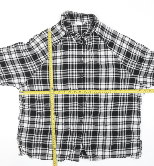 ASOS DESIGN Women’s Black Plaid Cotton Button-Up Shirt Size 16