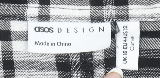 Womens UK Size 16 ASOS DESIGN Black Basic Button-Up
