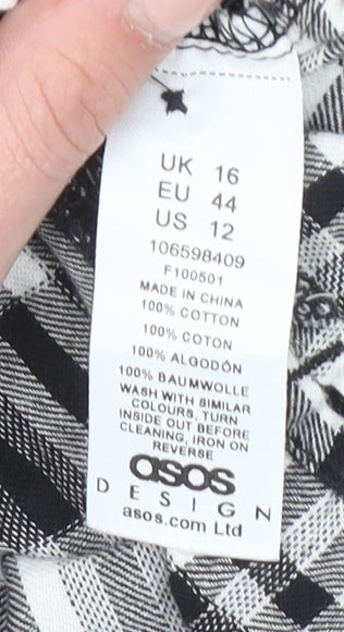 Womens UK Size 16 ASOS DESIGN Black Basic Button-Up