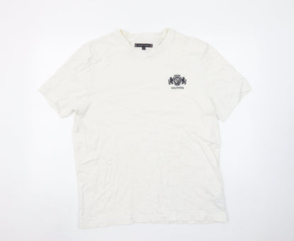 Tommy Hilfiger Men's White Cotton Regular Fit Logo T-Shirt L