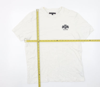 Tommy Hilfiger Men's White Cotton Regular Fit Logo T-Shirt L