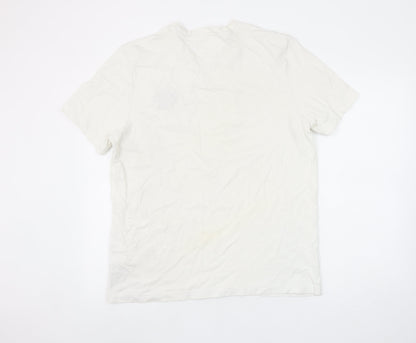 Tommy Hilfiger Men's White Cotton Regular Fit Logo T-Shirt L