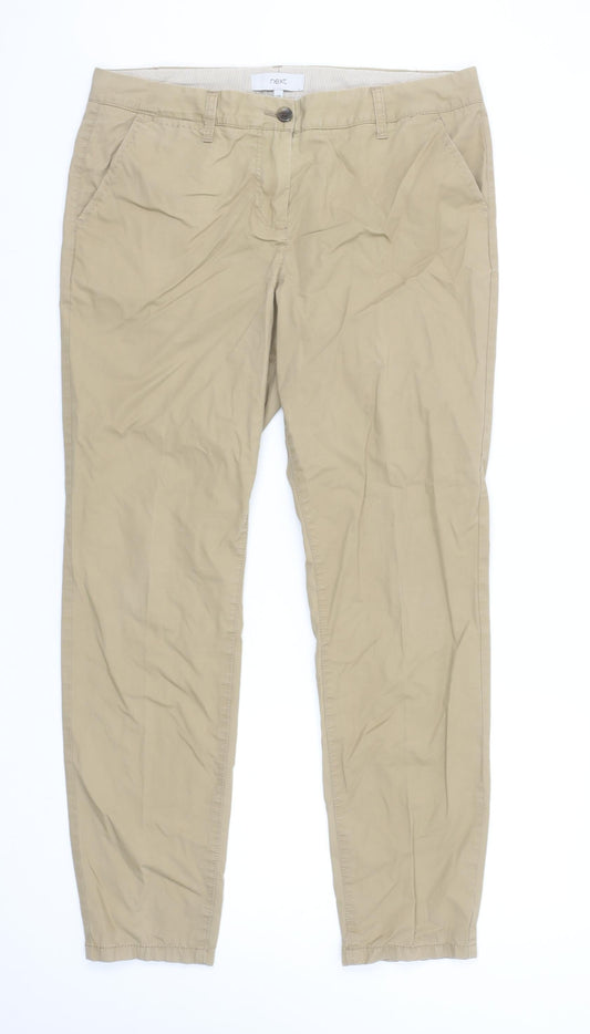 Next Women’s Beige Chino Trousers Size 12 Regular Cotton