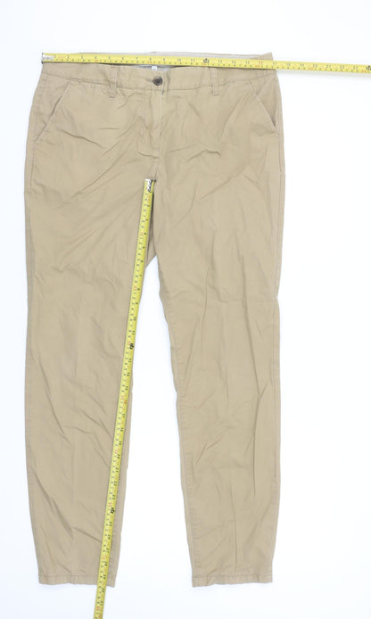 Next Women’s Beige Chino Trousers Size 12 Regular Cotton