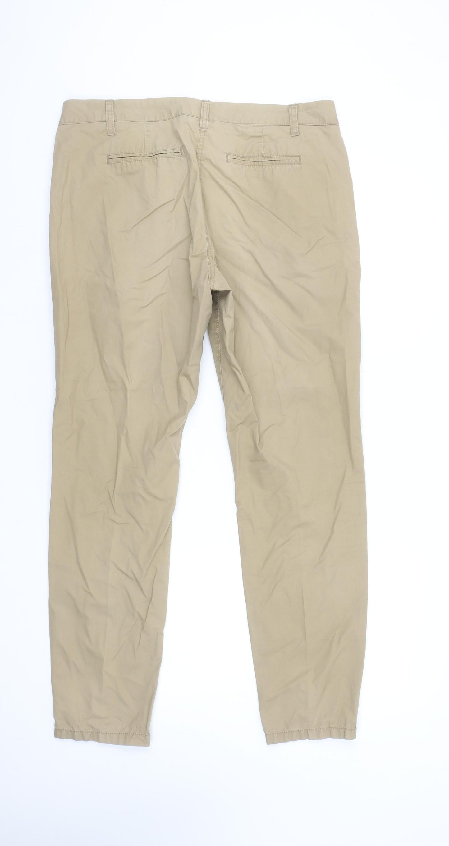 Next Women’s Beige Chino Trousers Size 12 Regular Cotton