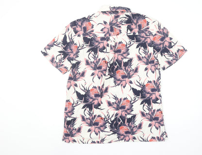 Topman Men's Multicoloured Floral Short Sleeve Cotton Shirt Size M