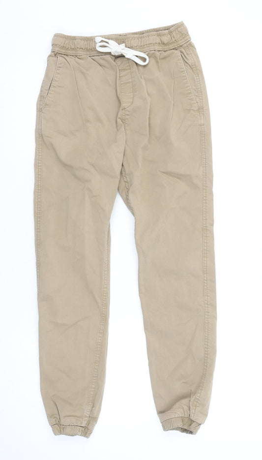 Bershka Women’s Beige Cotton Jogger Trousers Size 6