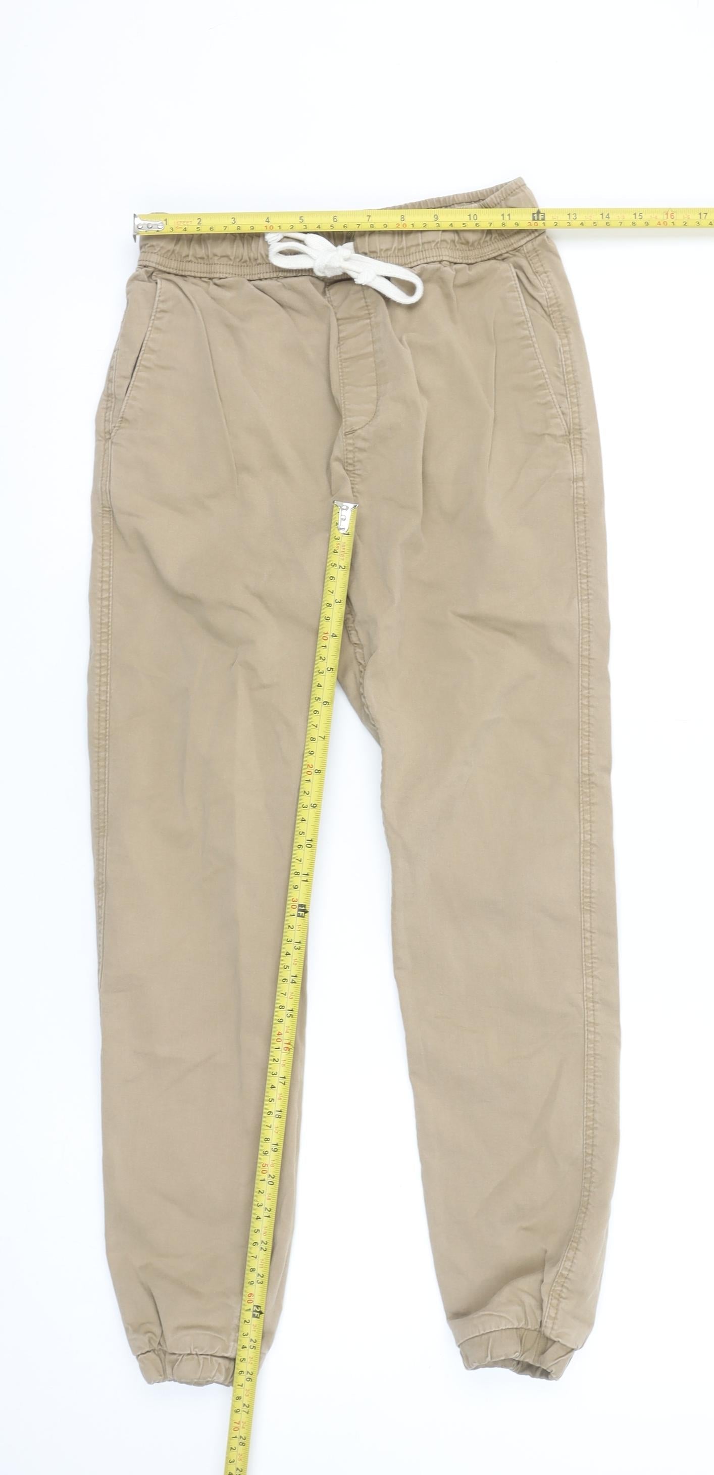 Womens UK Size 6 Bershka Regular Fit Jogger Beige Trousers