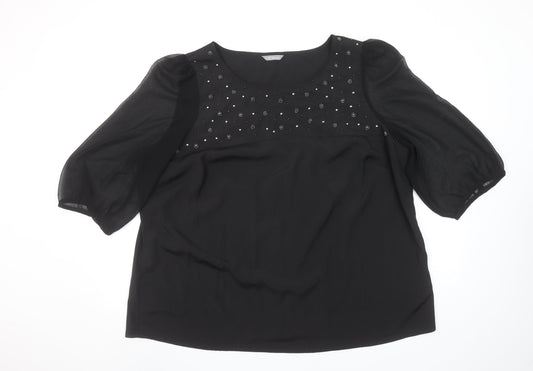 Womens UK Size 22 Marks and Spencer Black Tunic Blouse