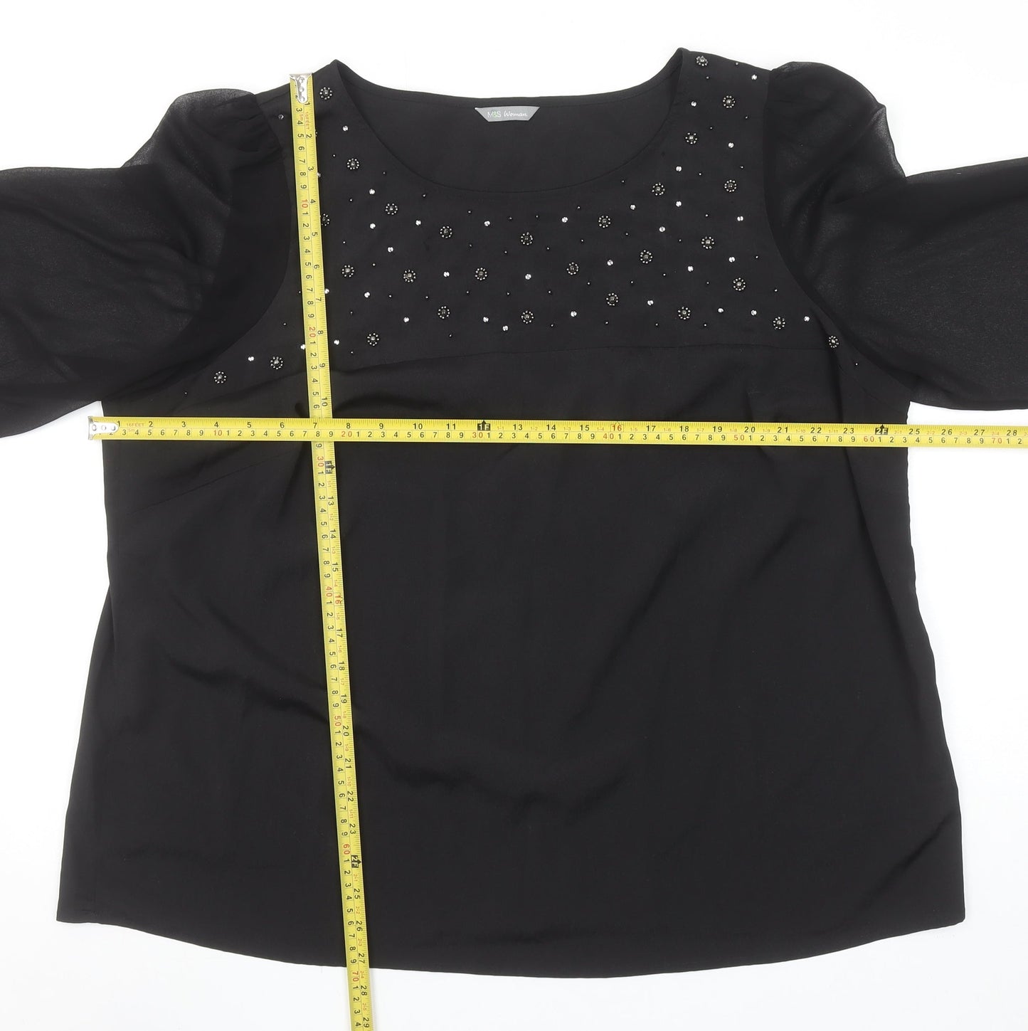 Womens UK Size 22 Marks and Spencer Black Tunic Blouse