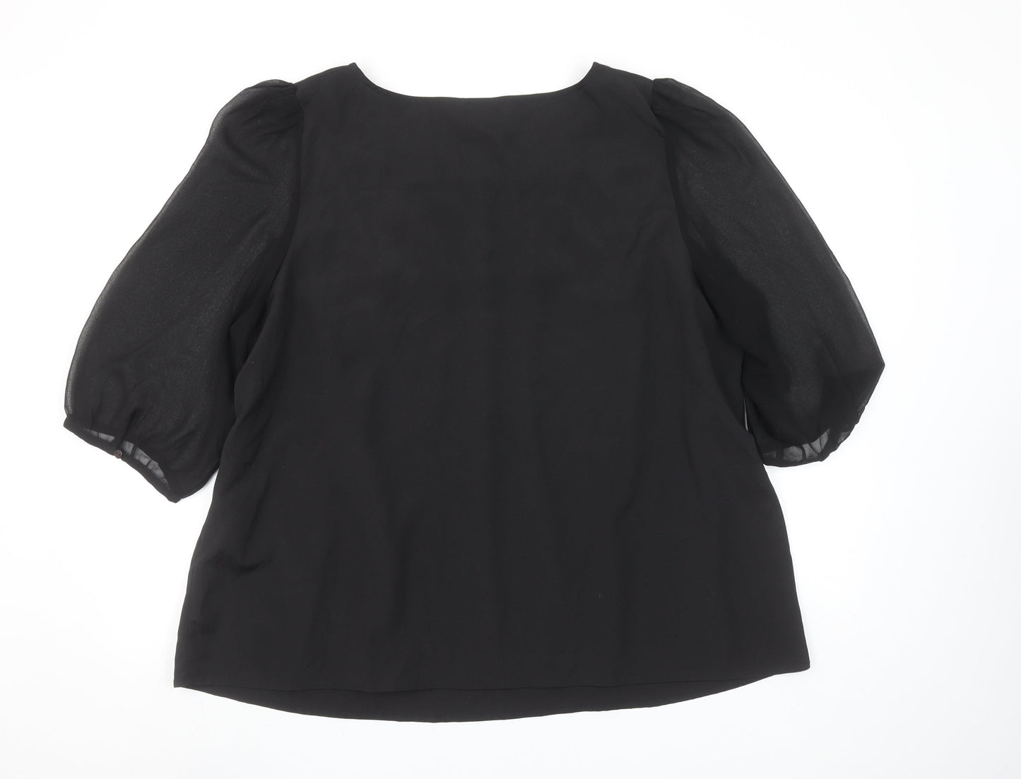 Womens UK Size 22 Marks and Spencer Black Tunic Blouse