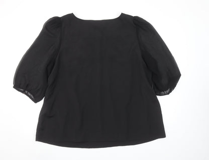 Womens UK Size 22 Marks and Spencer Black Tunic Blouse