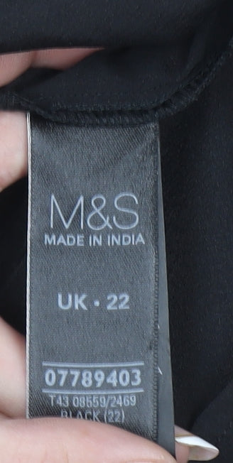 Womens UK Size 22 Marks and Spencer Black Tunic Blouse