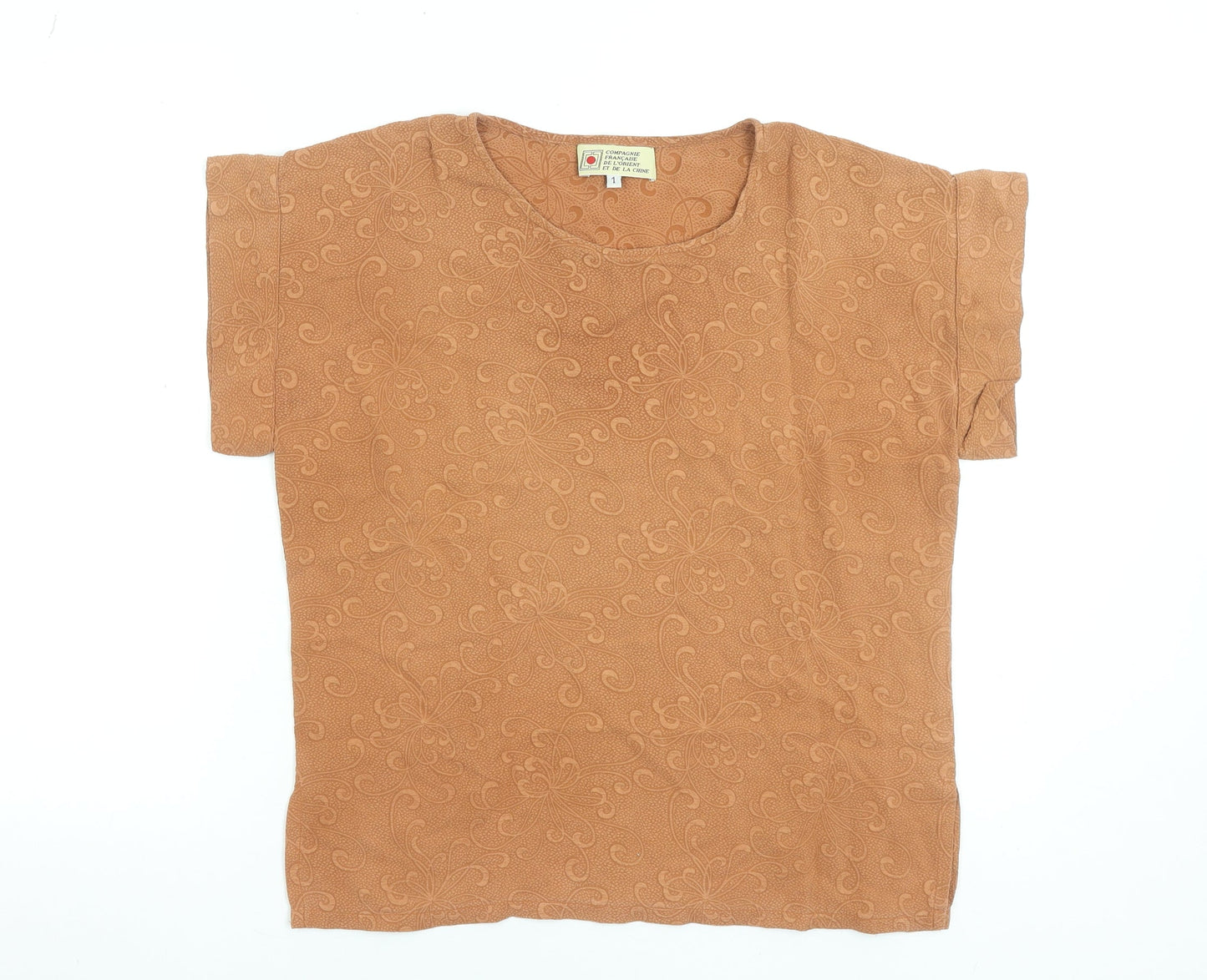 Womens UK Size S Compagnie Française de l’Orient et de la Chine Brown Basic T-Sh
