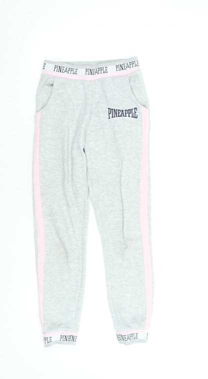 Girls UK Size 9-10 Years Pineapple Regular Fit Jogger Grey Trousers