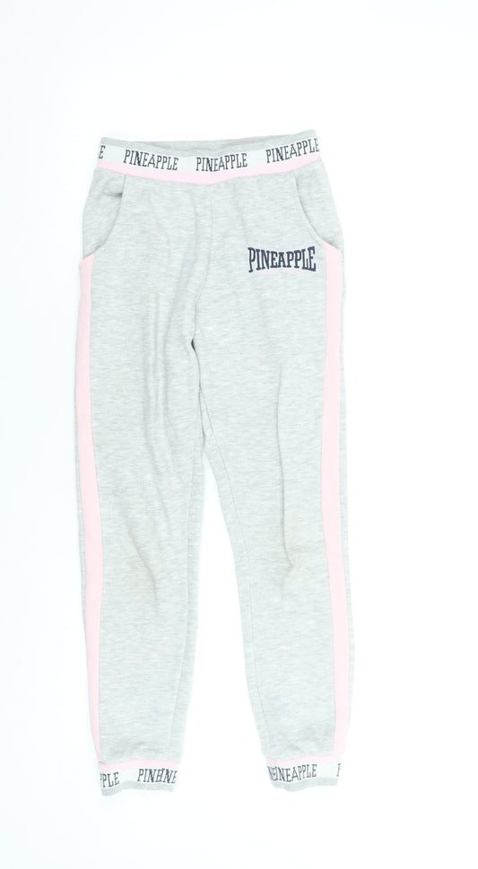 Girls UK Size 9-10 Years Pineapple Regular Fit Jogger Grey Trousers