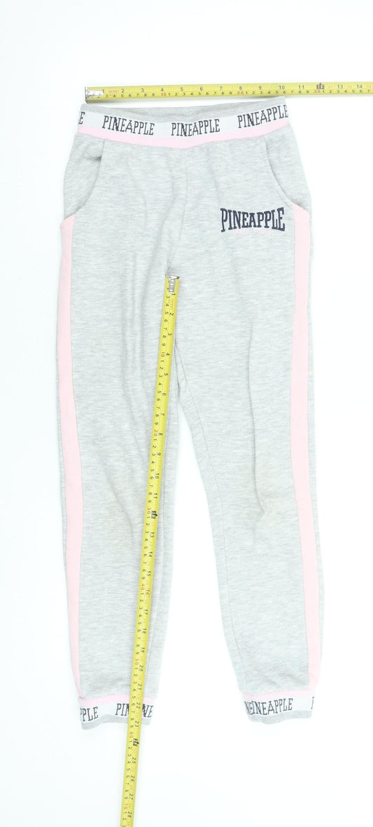 Girls UK Size 9-10 Years Pineapple Regular Fit Jogger Grey Trousers