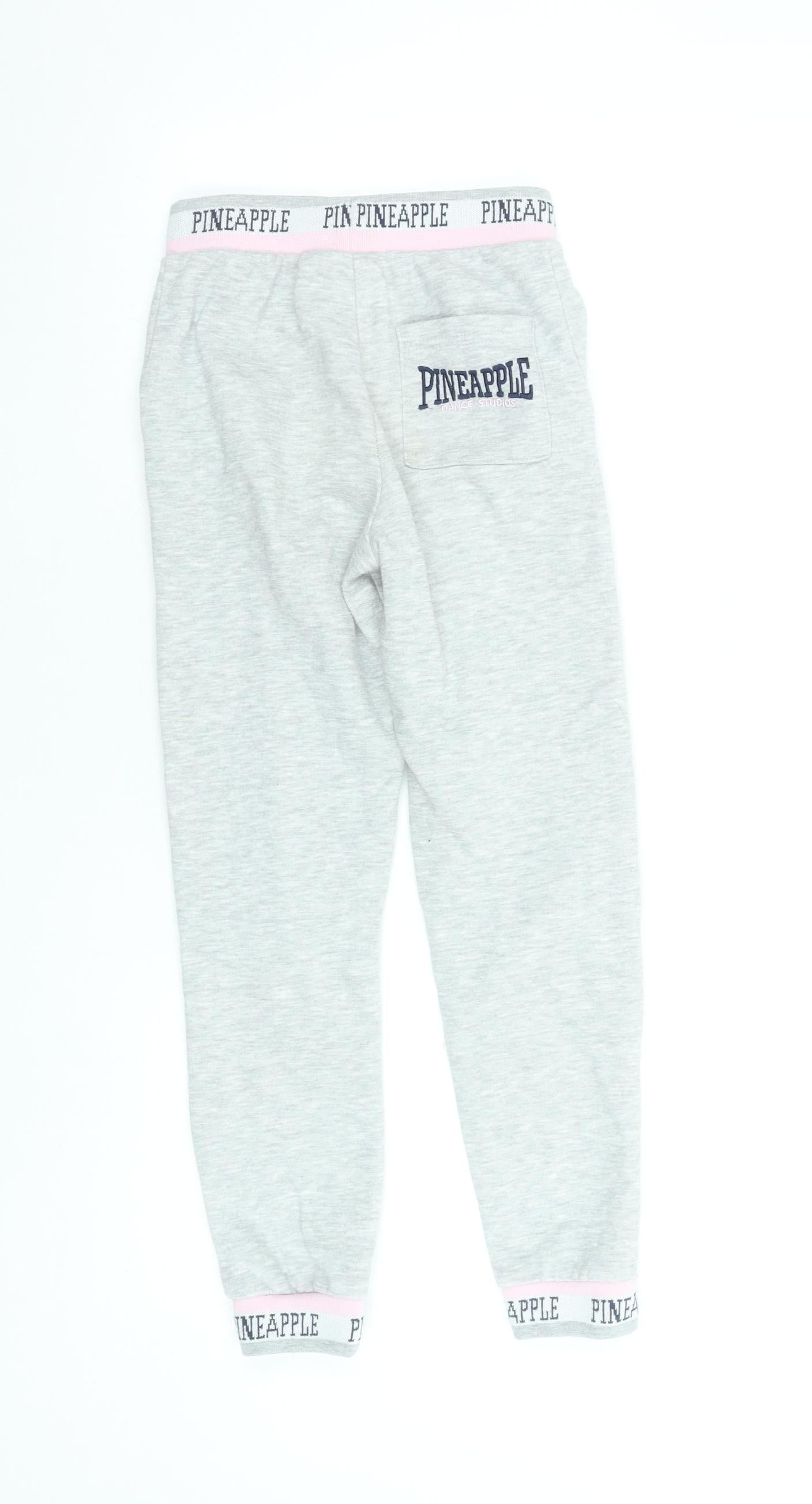 Girls UK Size 9-10 Years Pineapple Regular Fit Jogger Grey Trousers