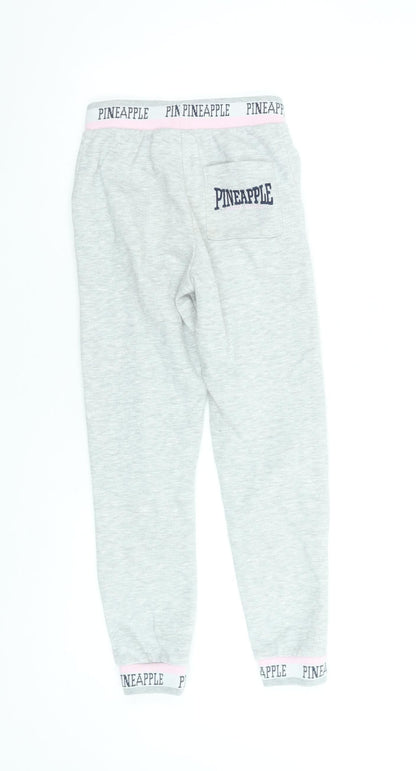 Girls UK Size 9-10 Years Pineapple Regular Fit Jogger Grey Trousers